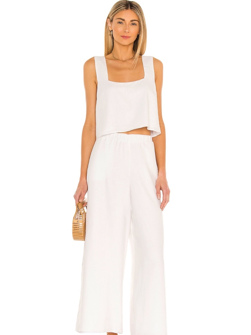 Show Me Your MuMu Kickback Pants in White Linen Women's Size Medium
